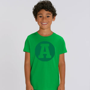 Kids shirt fel groen pine grijs letter A