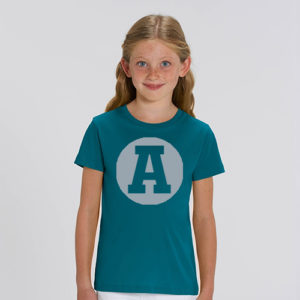 Kids shirt antraciet muis grijs letter A