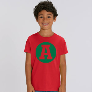 Kids shirt rood muis grijs letter A