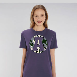 Letter op je shirt plum camouflage dessin a