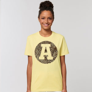 t-shirt yellow luipaard dessin a