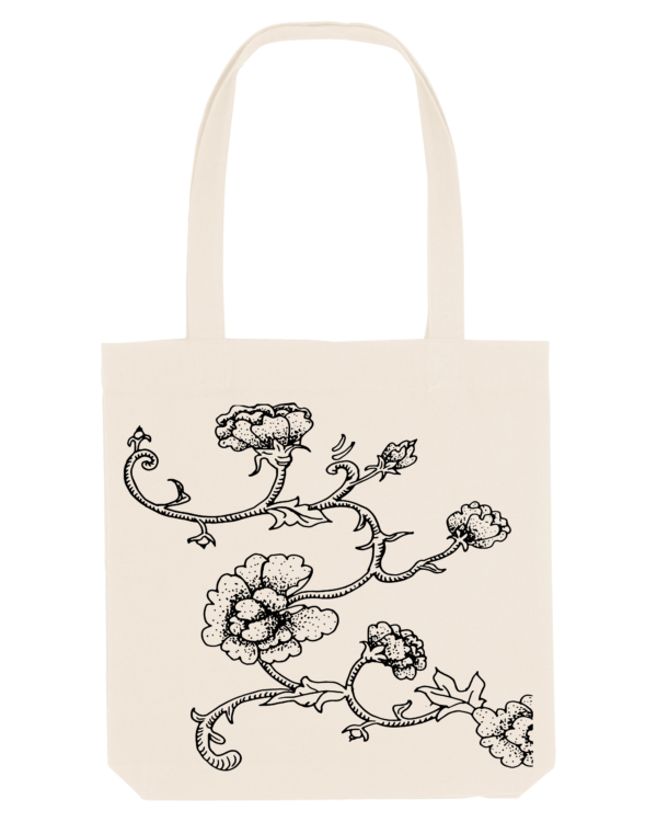 Canvas tas krul bloemen wit