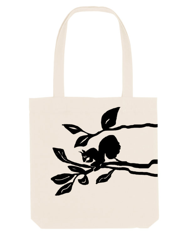 Squirrel canvas tas wit