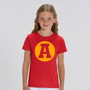 Kids shirt rood sunflower letter A