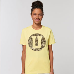 t-shirt yellow luipaard dessin u